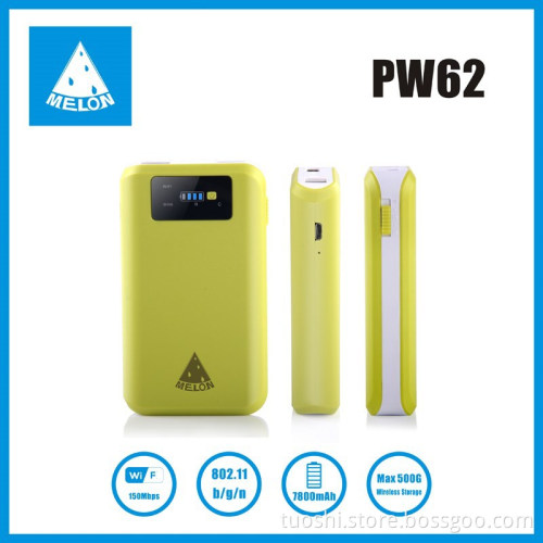 Melon PW62,wifi router/power bank/wifi repeater/media share and wireless storage,plug and play